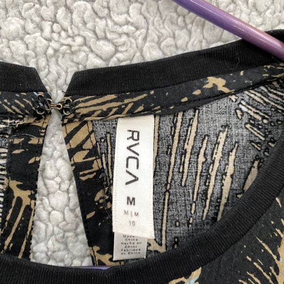 RVCA Tank Top Womens Sleeveless Top Rear Button Tan Black - Picture 5 of 10